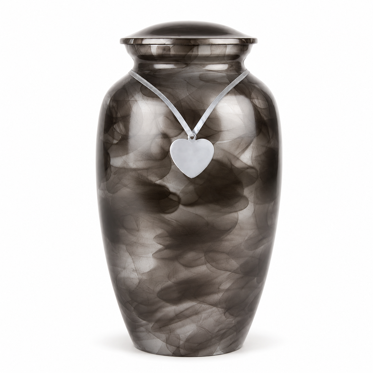 A marble-effect finish with a heart pendant.